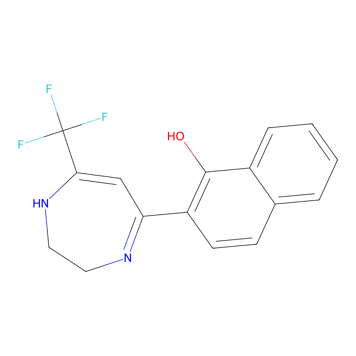 2-[2,3-Dihydro-7-trifluoromethyl-1H-1,4-diazepine-5-YL]-1-naphthol molecular structure, CAS 240417-98-5