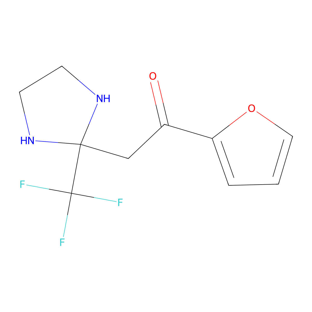 1-(Furan-2-yl)-2-[2-(trifluoromethyl)imidazolidin-2-yl]ethanone molecular structure, CAS 240418-13-7