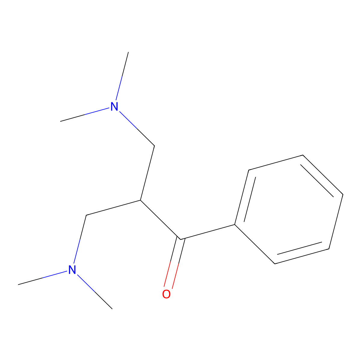 1-Propanone, 3-(dimethylamino)-2-[(dimethylamino)methyl]-1-phenyl- molecular structure, CAS 24042-89-5