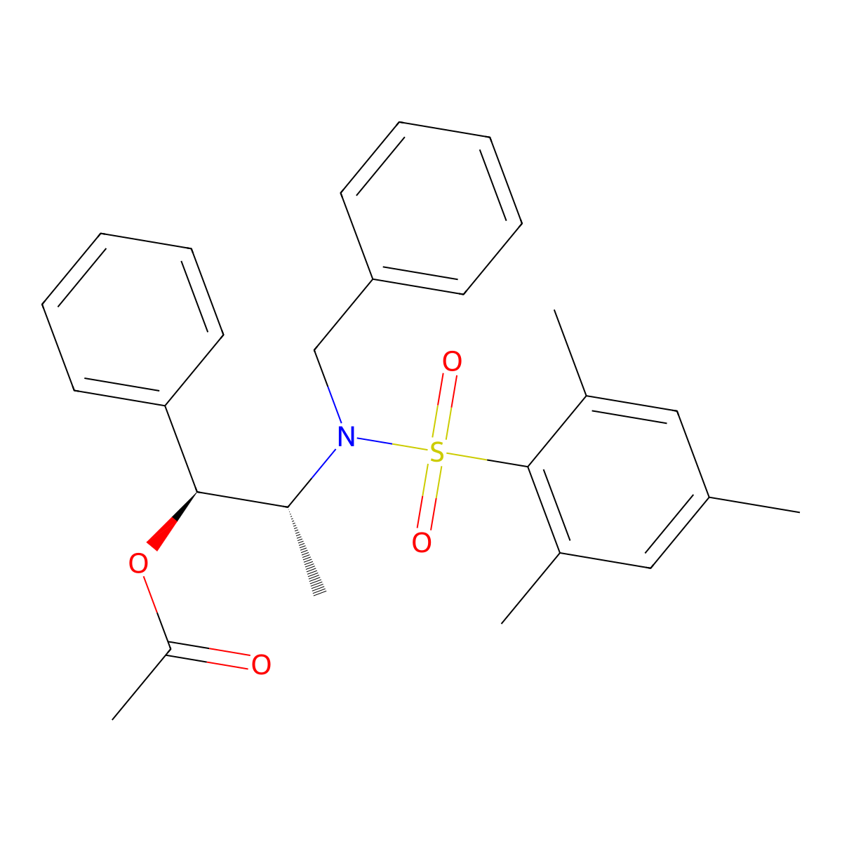 Acetic Acid (1S,2R)-2-[N-Benzyl-N-(mesitylenesulfonyl)amino]-1-phenylpropyl Ester molecular structure, CAS 240423-53-4