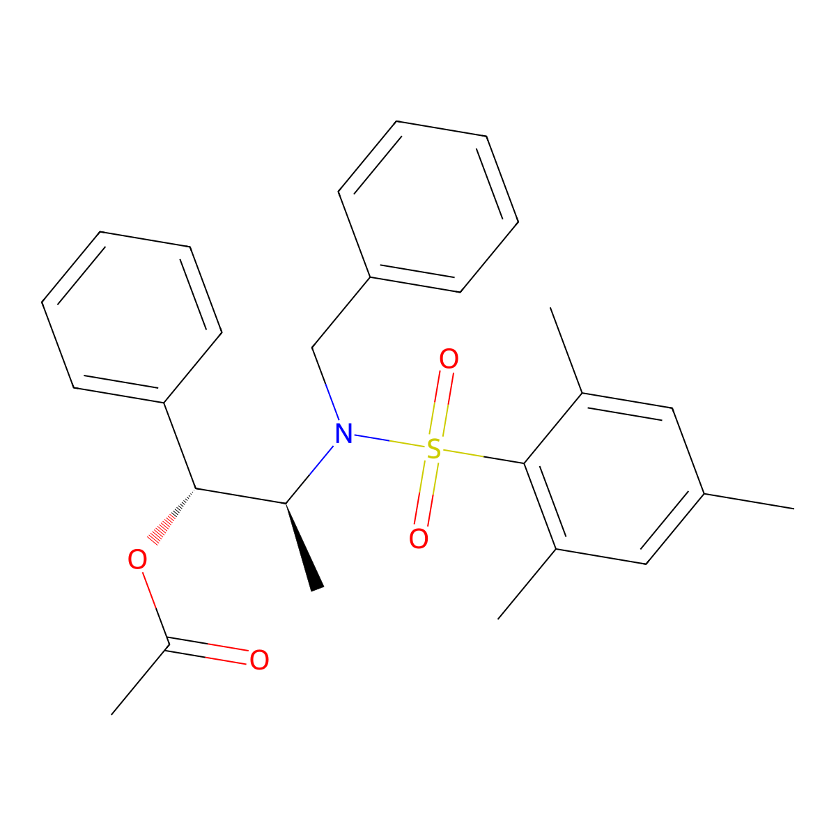 (1R,2S)-2-(Benzyl(2,4,6-trimethylbenzene-1-sulfonyl)amino)-1-phenylpropyl acetate molecular structure, CAS 240423-74-9