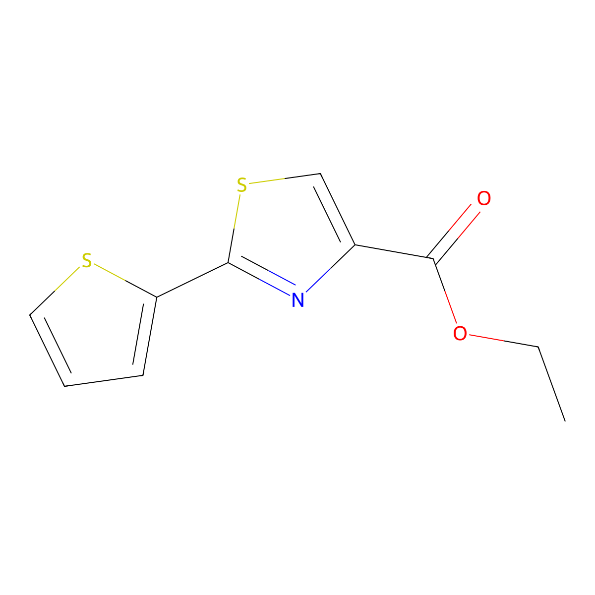 Ethyl 2-(thiophen-2-yl)-1,3-thiazole-4-carboxylate molecular structure, CAS 24043-97-8