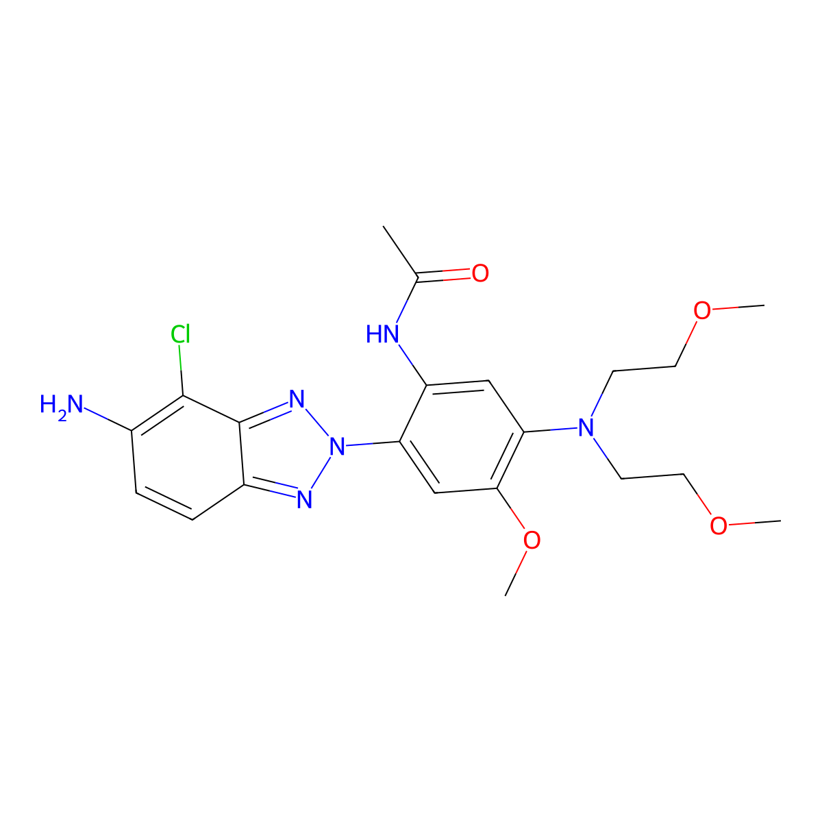 Acetamide, N-(2-(5-amino-4-chloro-2H-benzotriazol-2-yl)-5-(bis(2-methoxyethyl)amino)-4-methoxyphenyl)- molecular structure, CAS 240433-82-3