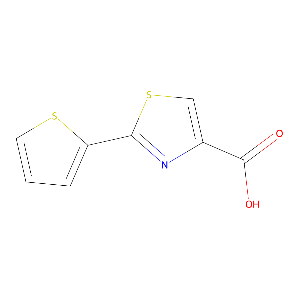 2-(Thiophen-2-yl)-1,3-thiazole-4-carboxylic acid molecular structure, CAS 24044-07-3