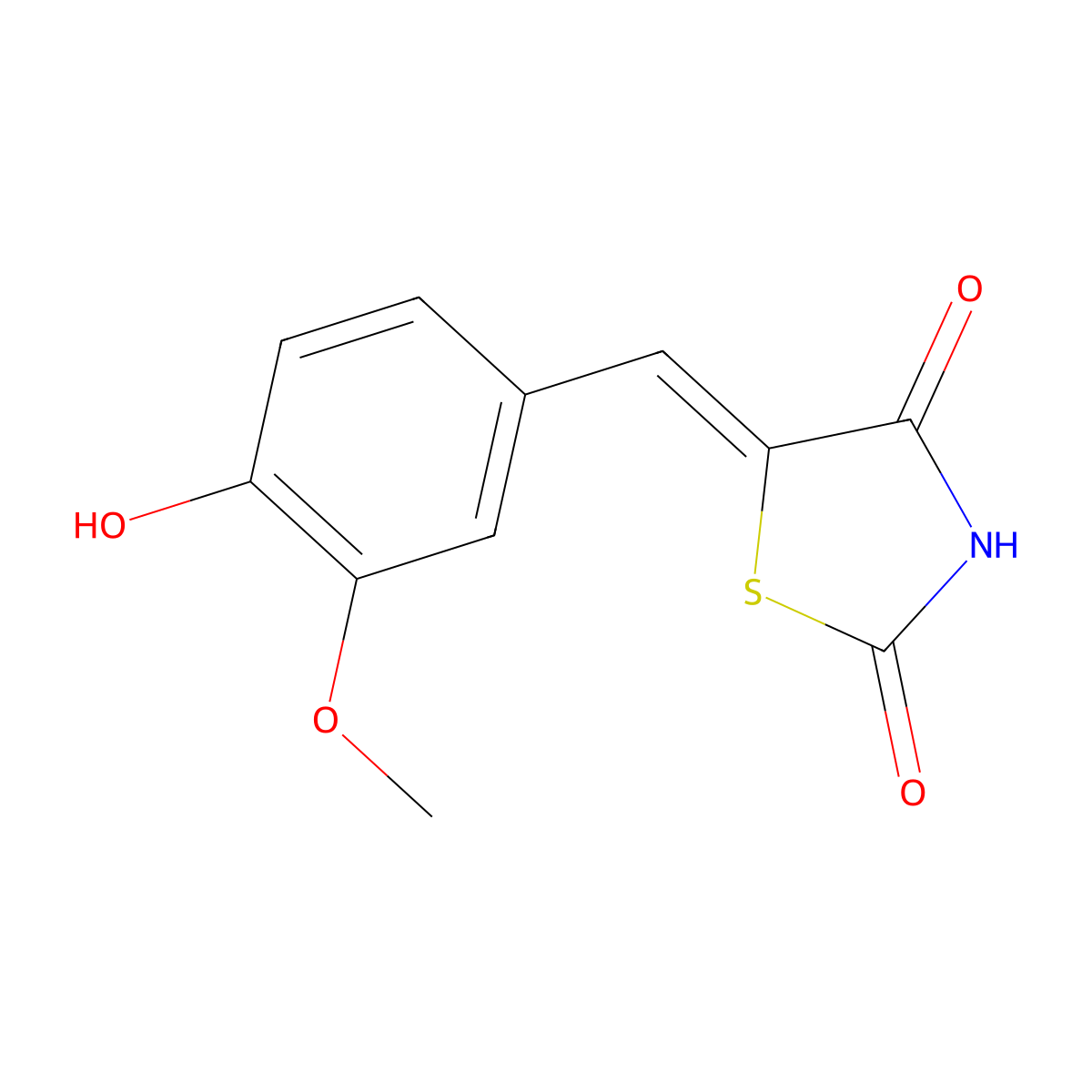 5-[(4-Hydroxy-3-methoxyphenyl)methylidene]-1,3-thiazolidine-2,4-dione molecular structure, CAS 24044-50-6