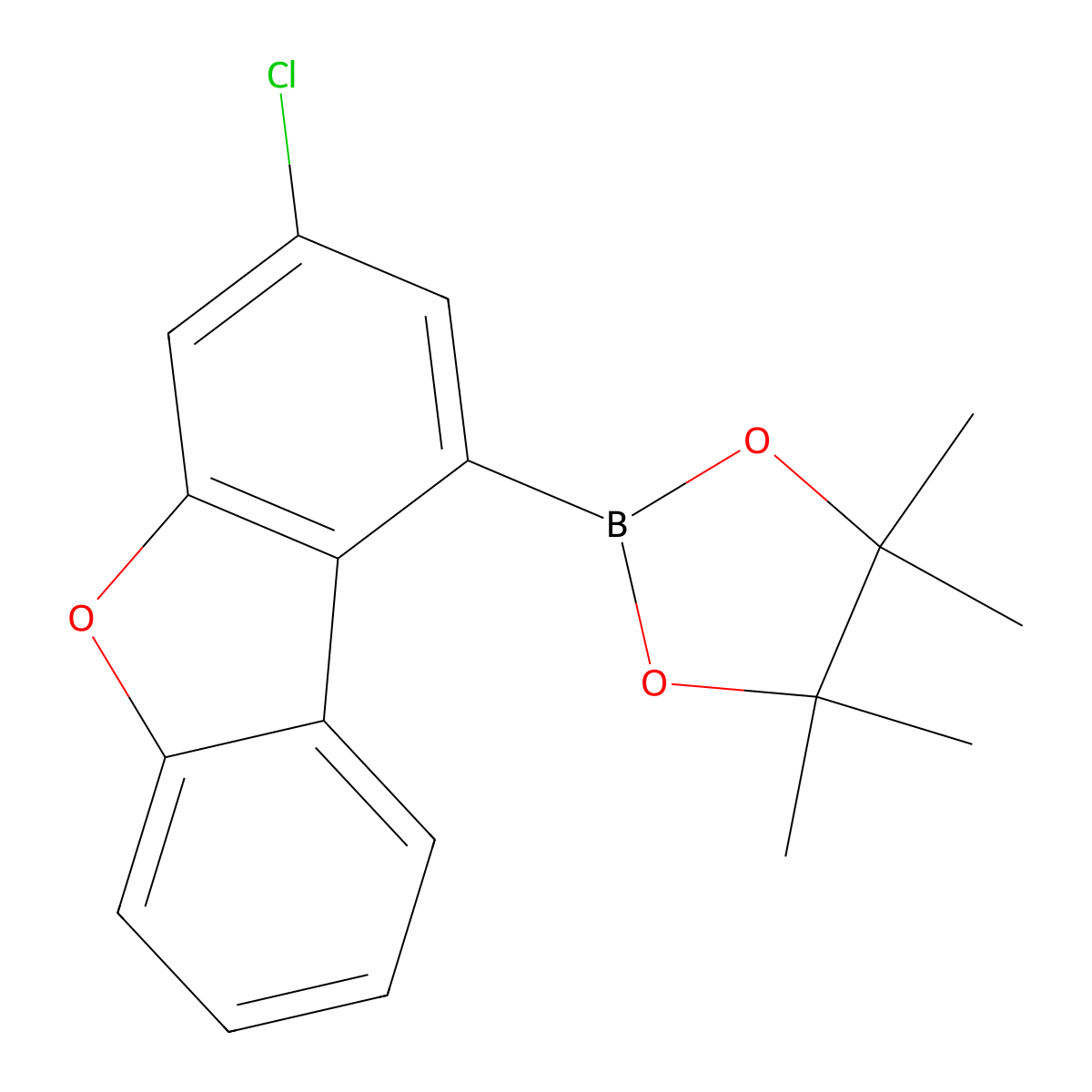3-Chloro-1-(4,4,5,5-tetramethyl-1,3,2-dioxaborolan-2-yl)dibenzofuran molecular structure, CAS 2404594-48-3