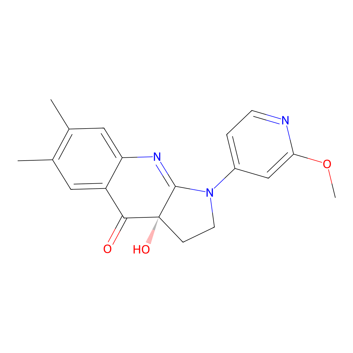 (3aS)-3a-hydroxy-1-(2-methoxy-4-pyridinyl)-6,7-dimethyl-2,3-dihydropyrrolo[2,3-b]quinolin-4-one molecular structure, CAS 2404652-24-8