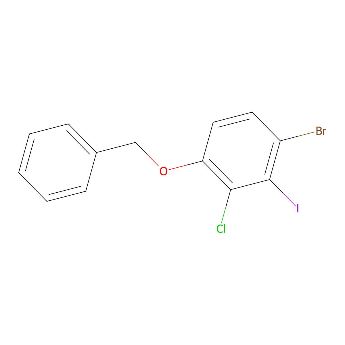 1-(Benzyloxy)-4-bromo-2-chloro-3-iodobenzene molecular structure, CAS 2404733-58-8
