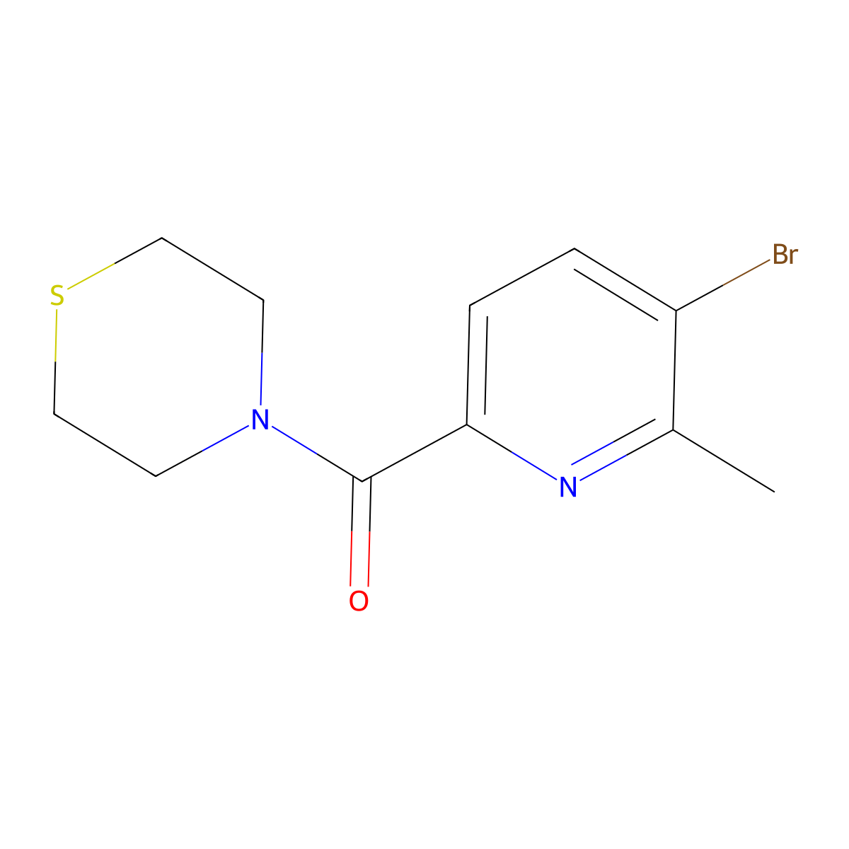 (5-Bromo-6-methylpyridin-2-yl)(thiomorpholino)methanone molecular structure, CAS 2404733-59-9