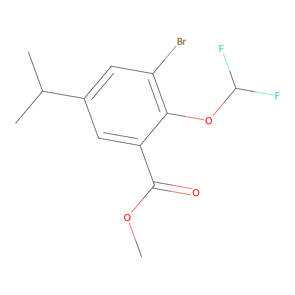 Methyl 3-bromo-2-(difluoromethoxy)-5-isopropylbenzoate molecular structure, CAS 2404733-63-5