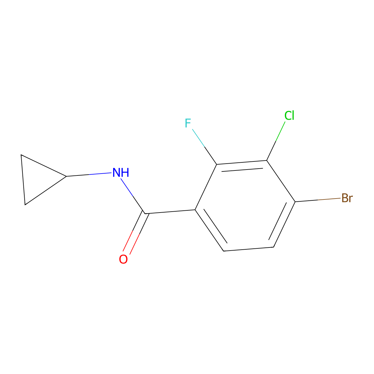 4-Bromo-3-chloro-N-cyclopropyl-2-fluorobenzamide molecular structure, CAS 2404733-68-0
