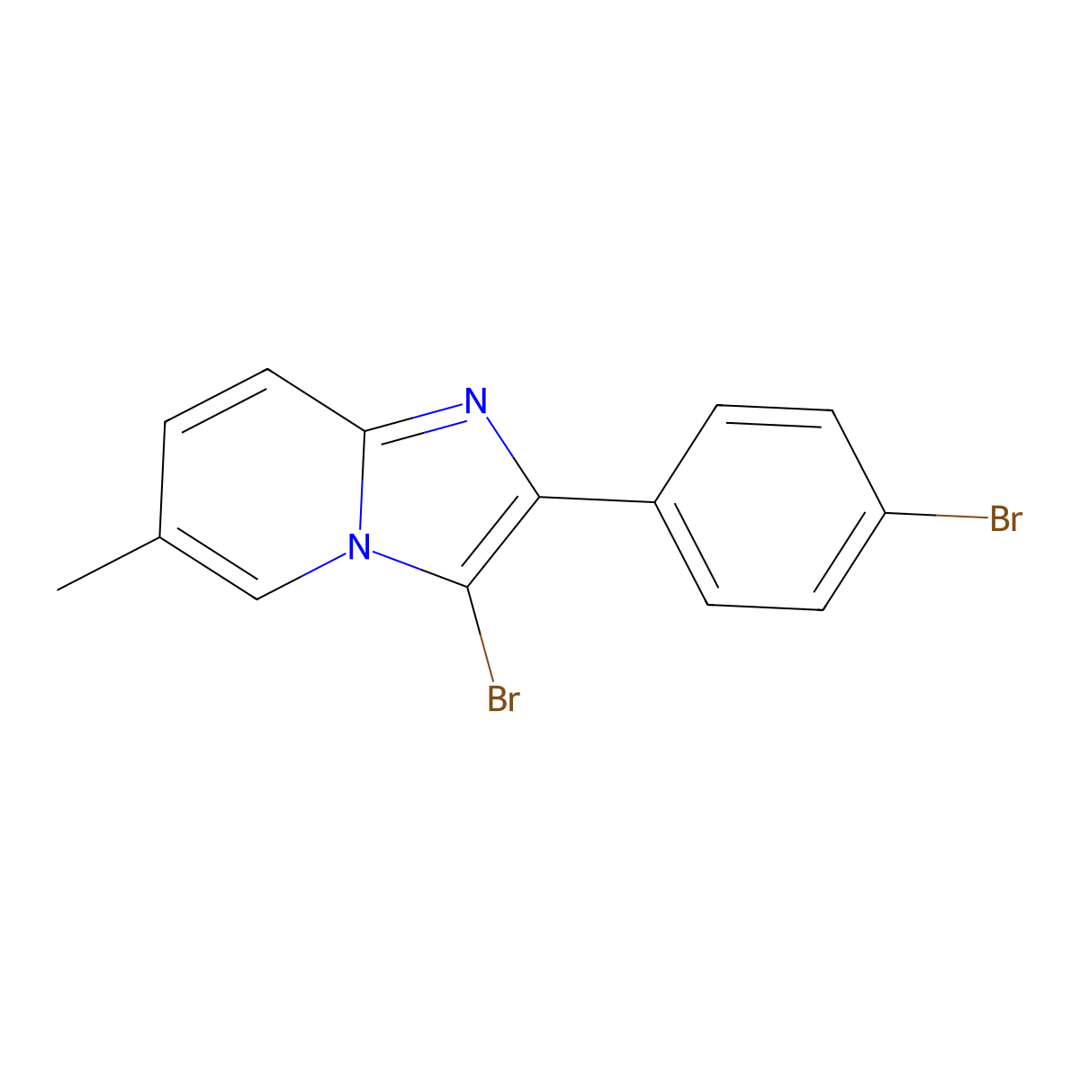 3-Bromo-2-(4-bromophenyl)-6-methylimidazo[1,2-a]pyridine molecular structure, CAS 2404733-70-4