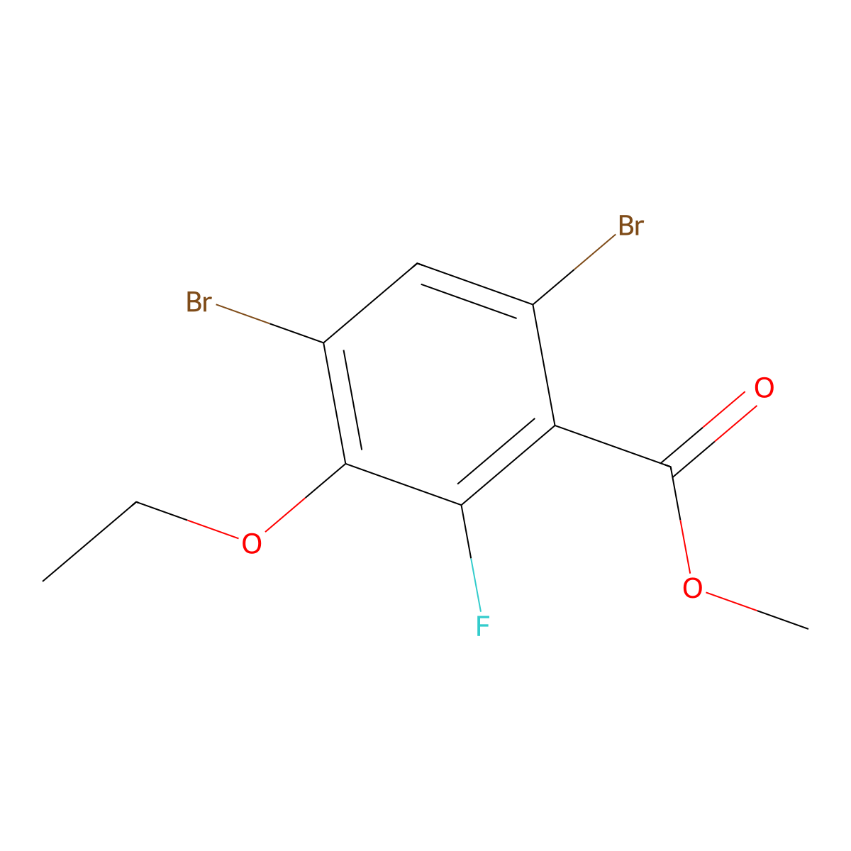 Methyl 4,6-dibromo-3-ethoxy-2-fluorobenzoate molecular structure, CAS 2404733-73-7