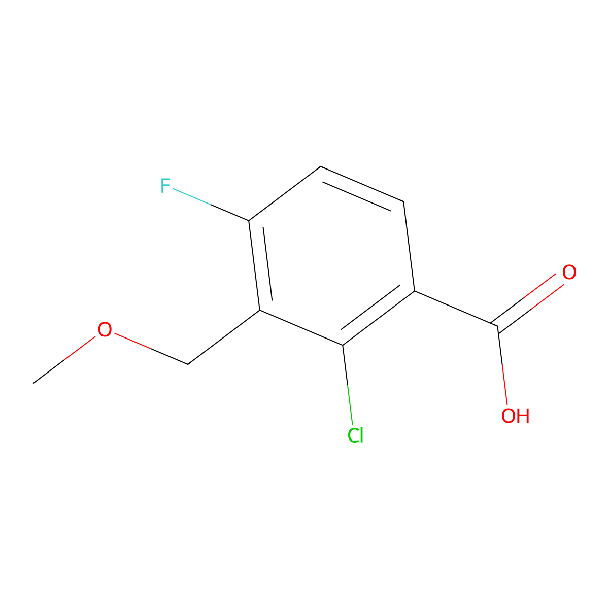 2-Chloro-4-fluoro-3-(methoxymethyl)benzoic acid molecular structure, CAS 2404733-74-8