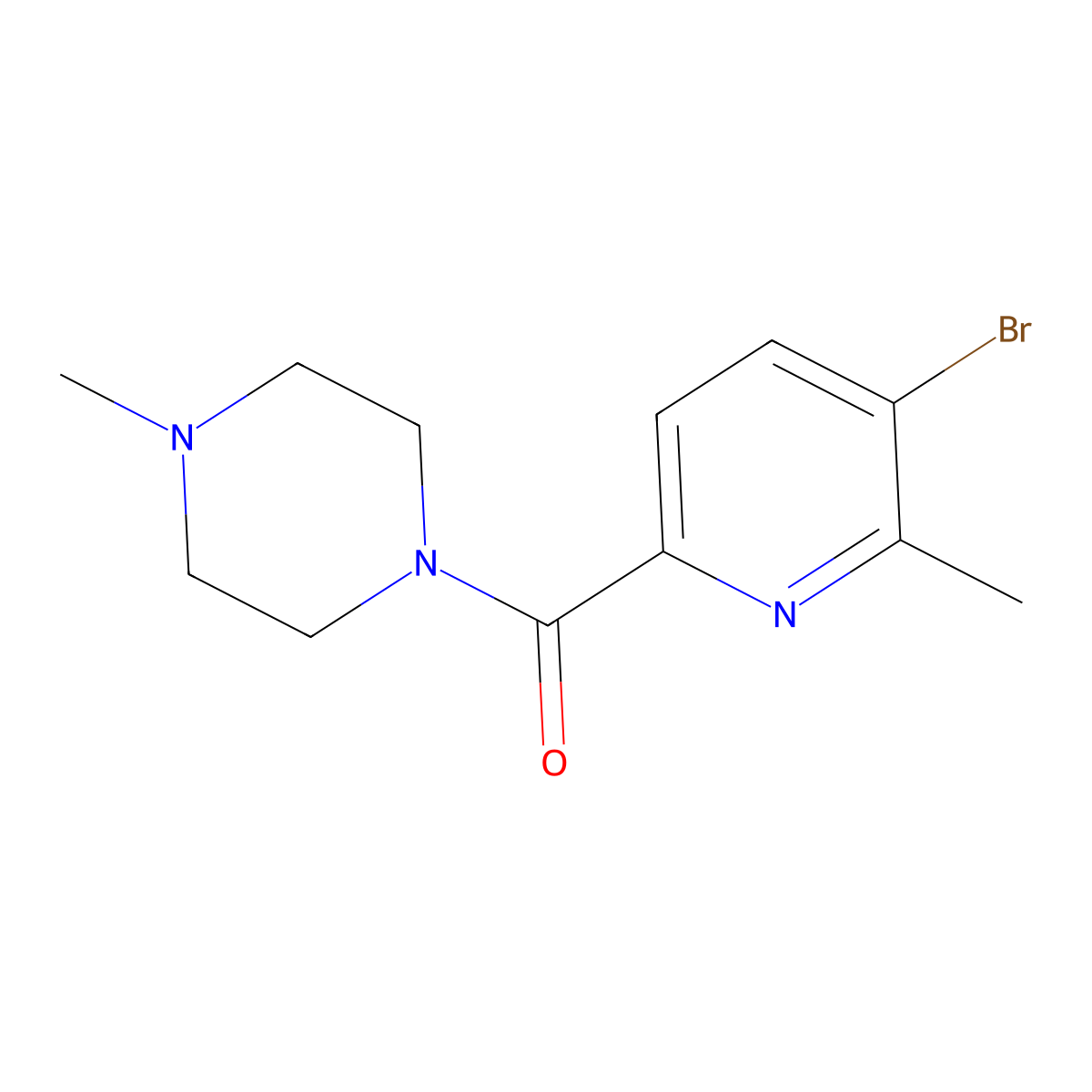 (5-Bromo-6-methylpyridin-2-yl)(4-methylpiperazin-1-yl)methanone molecular structure, CAS 2404733-80-6