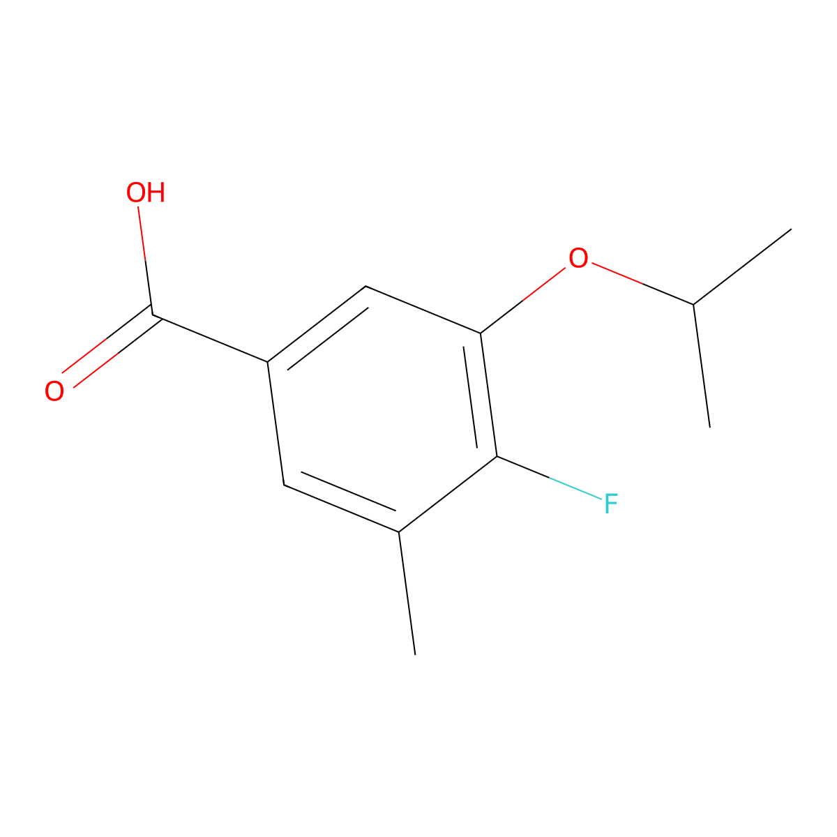 4-Fluoro-3-isopropoxy-5-methylbenzoic acid molecular structure, CAS 2404733-89-5