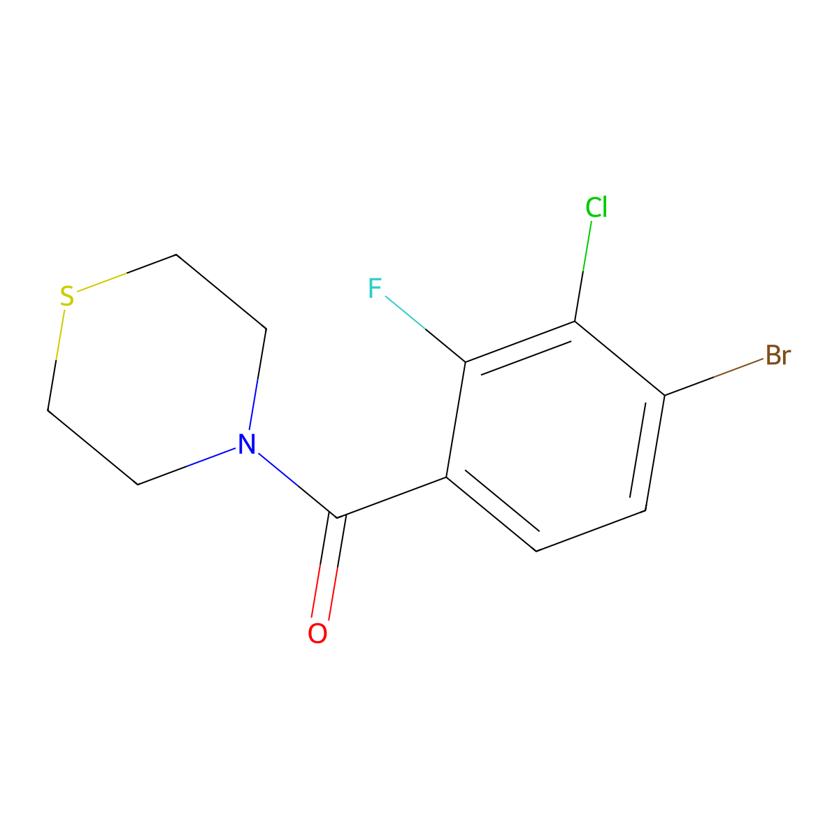 (4-Bromo-3-chloro-2-fluorophenyl)(thiomorpholino)methanone molecular structure, CAS 2404733-91-9