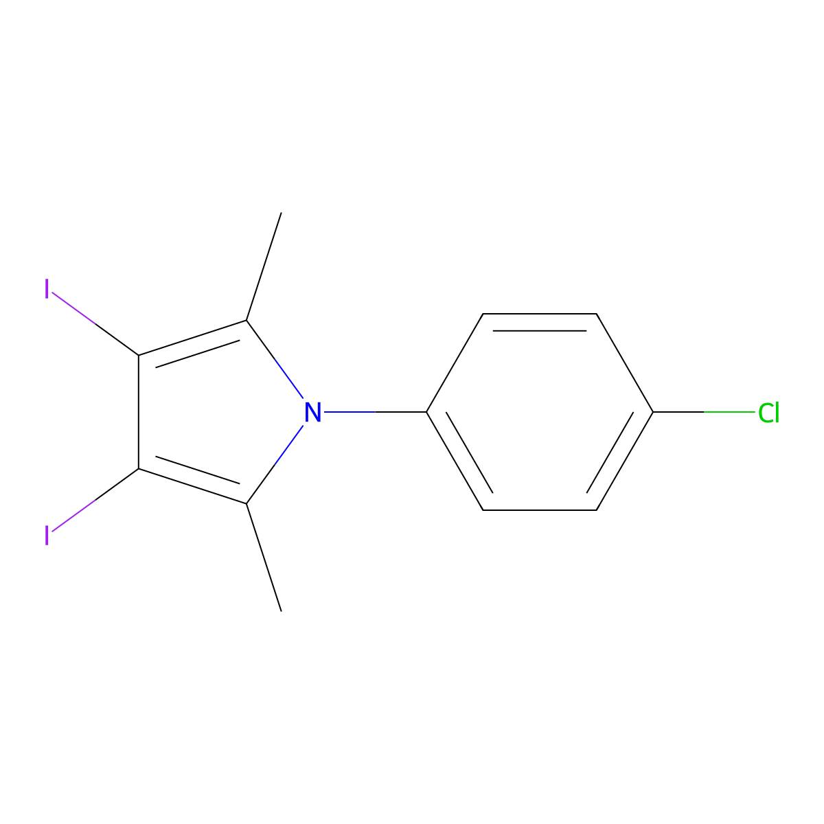 1-(4-Chlorophenyl)-3,4-diiodo-2,5-dimethyl-1H-pyrrole molecular structure, CAS 2404734-03-6