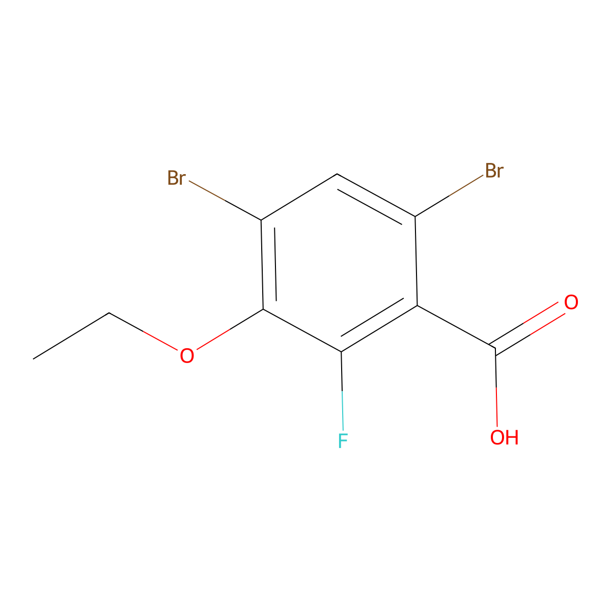 4,6-Dibromo-3-ethoxy-2-fluorobenzoic acid molecular structure, CAS 2404734-06-9