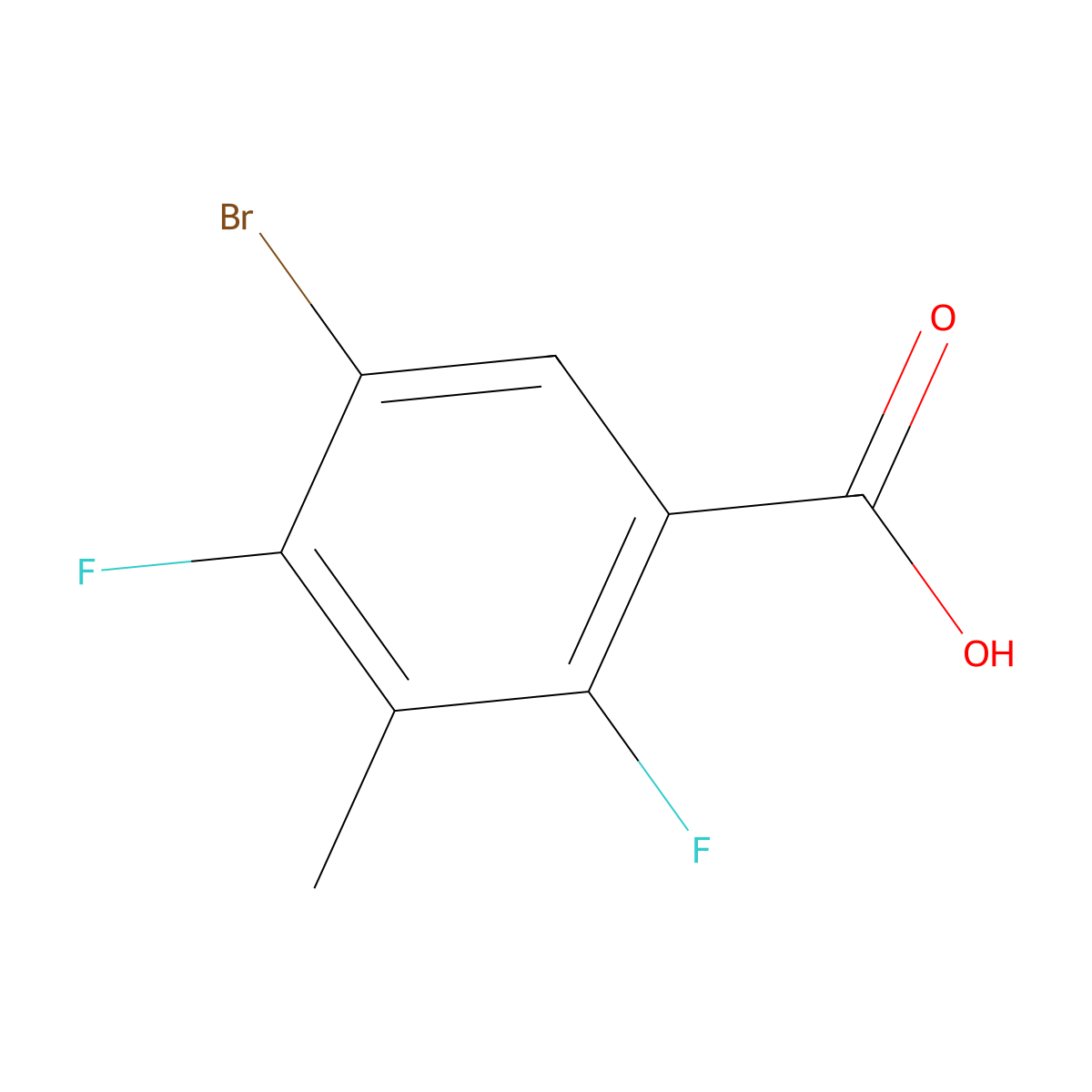 5-Bromo-2,4-difluoro-3-methylbenzoic acid molecular structure, CAS 2404734-15-0