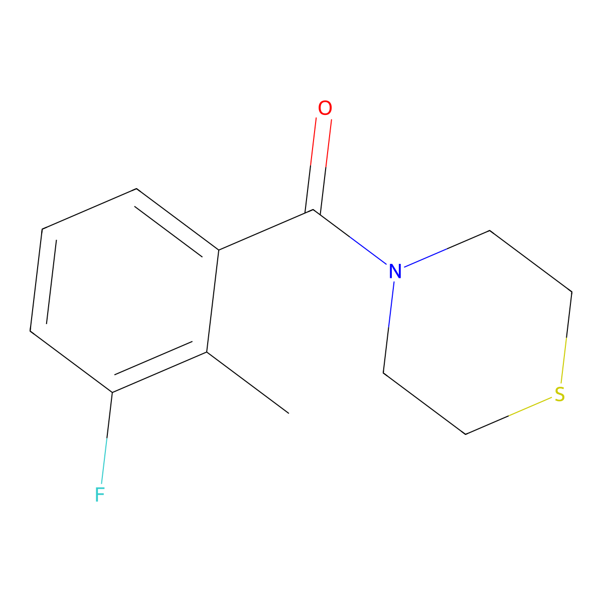 (3-Fluoro-2-methylphenyl)(thiomorpholino)methanone molecular structure, CAS 2404734-20-7