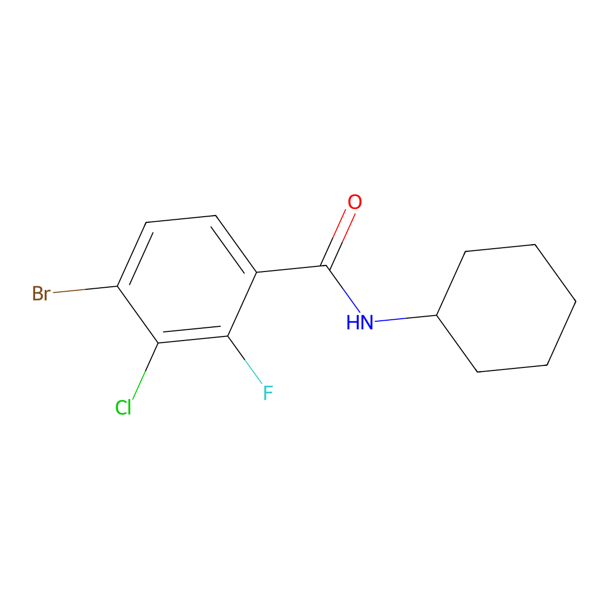 4-Bromo-3-chloro-N-cyclohexyl-2-fluorobenzamide molecular structure, CAS 2404734-23-0