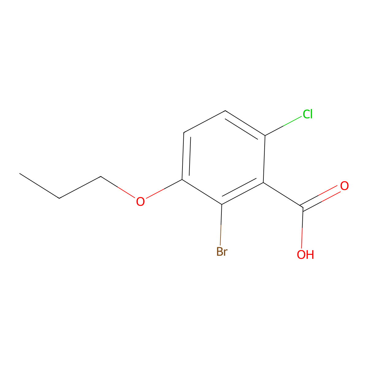 2-Bromo-6-chloro-3-propoxybenzoic acid molecular structure, CAS 2404734-27-4