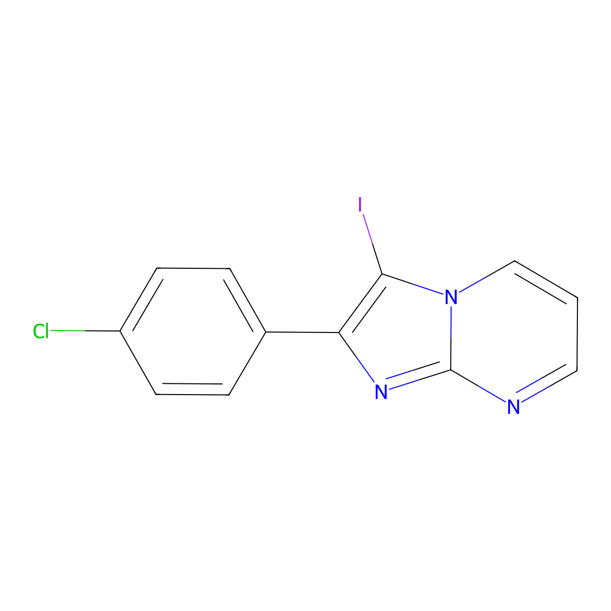 2-(4-Chlorophenyl)-3-iodoimidazo[1,2-a]pyrimidine molecular structure, CAS 2404734-38-7