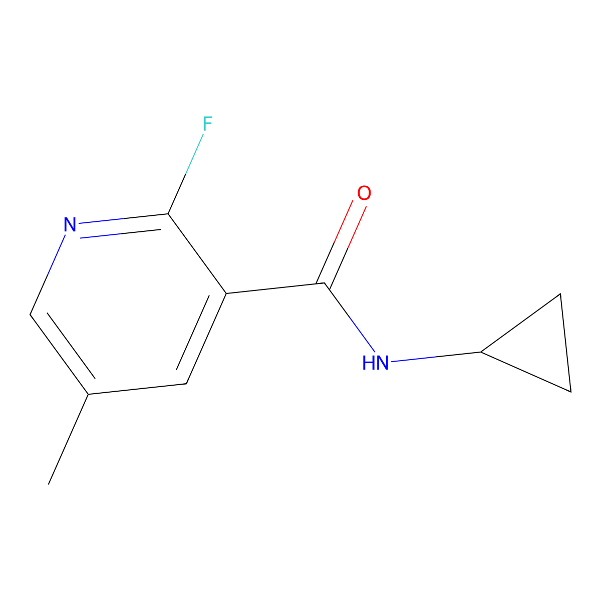 N-cyclopropyl-2-fluoro-5-methylnicotinamide molecular structure, CAS 2404734-40-1