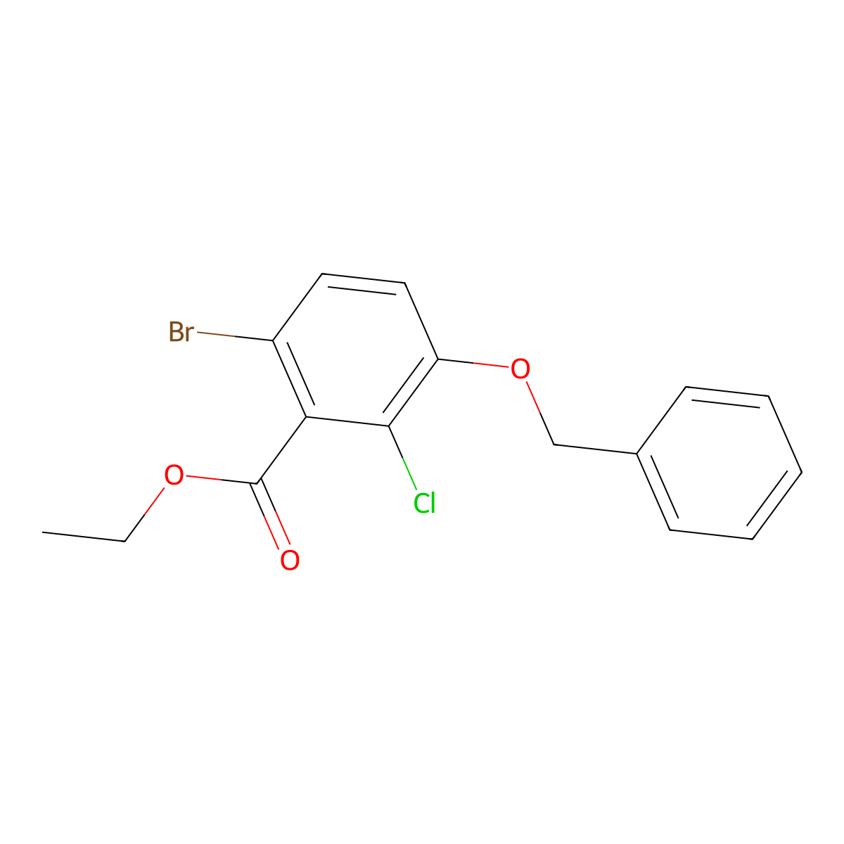 Ethyl 3-(benzyloxy)-6-bromo-2-chlorobenzoate molecular structure, CAS 2404734-41-2