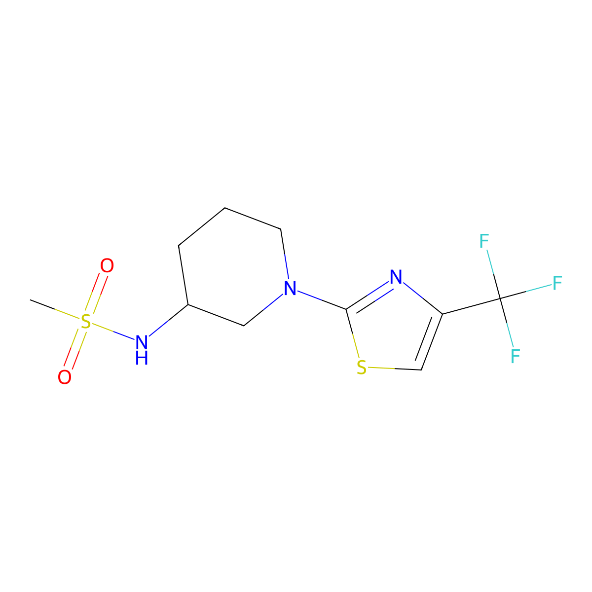 N-{1-[4-(trifluoromethyl)-1,3-thiazol-2-yl]piperidin-3-yl}methanesulfonamide molecular structure, CAS 2404928-61-4