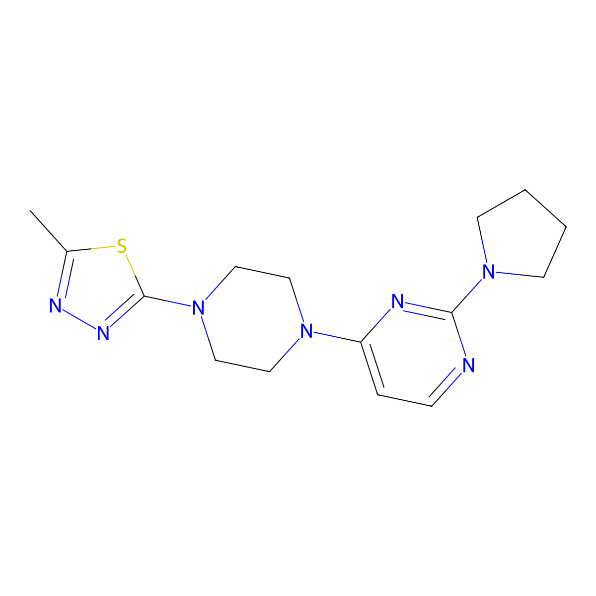 4-[4-(5-Methyl-1,3,4-thiadiazol-2-yl)piperazin-1-yl]-2-(pyrrolidin-1-yl)pyrimidine molecular structure, CAS 2405109-00-2