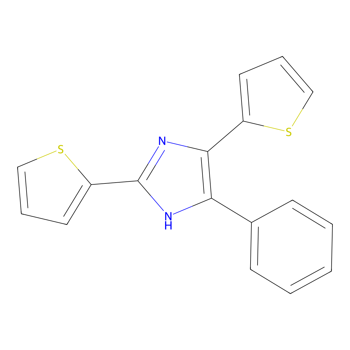 5-phenyl-2,4-di(2-thienyl)-1H-imidazole molecular structure, CAS 24052-50-4