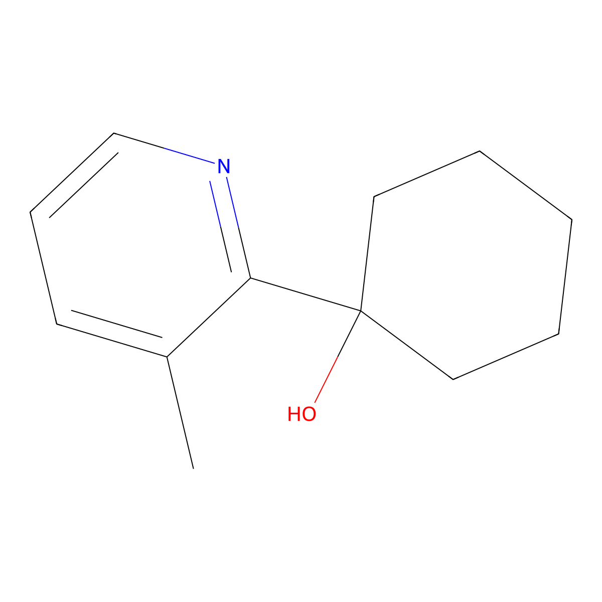 1-(3-Methylpyridin-2-yl)cyclohexan-1-ol molecular structure, CAS 24061-37-8