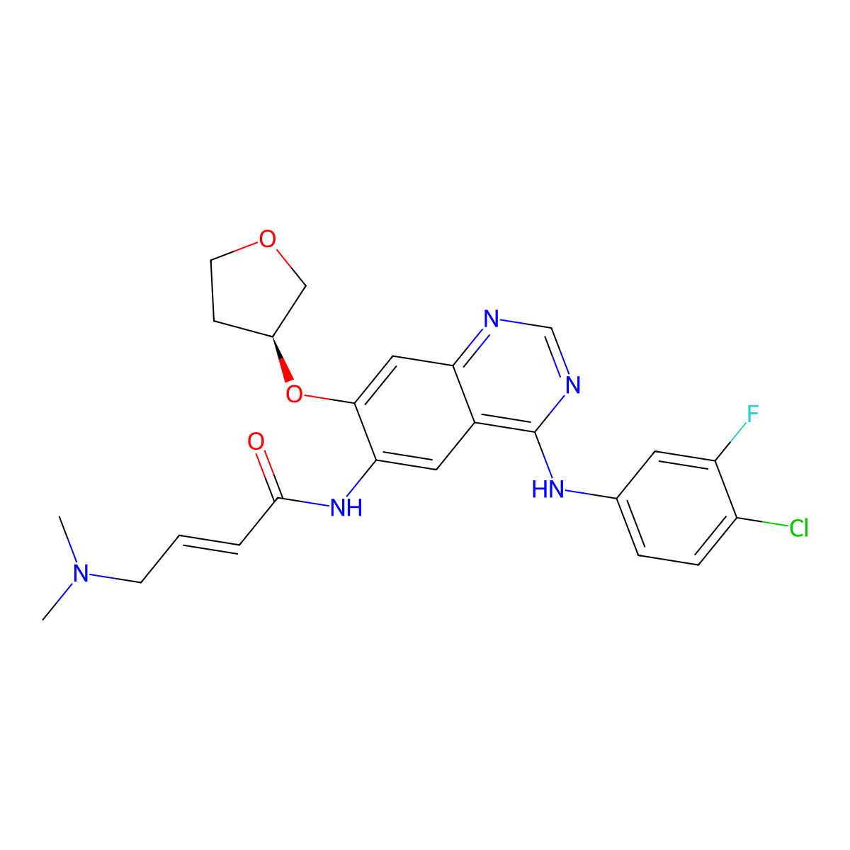 (S,E)-N-(4-((4-Chloro-3-fluorophenyl)amino)-7-((tetrahydrofuran-3-YL)oxy)quinazolin-6-YL)-4-(dimethylamino)but-2-enamide molecular structure, CAS 2406199-31-1
