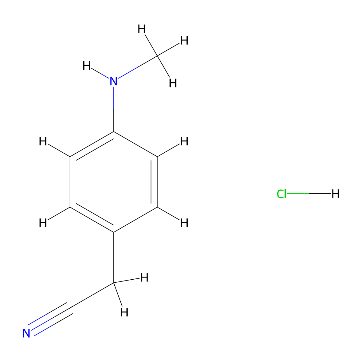 2-[4-(Methylamino)phenyl]acetonitrile hydrochloride molecular structure, CAS 2406235-07-0