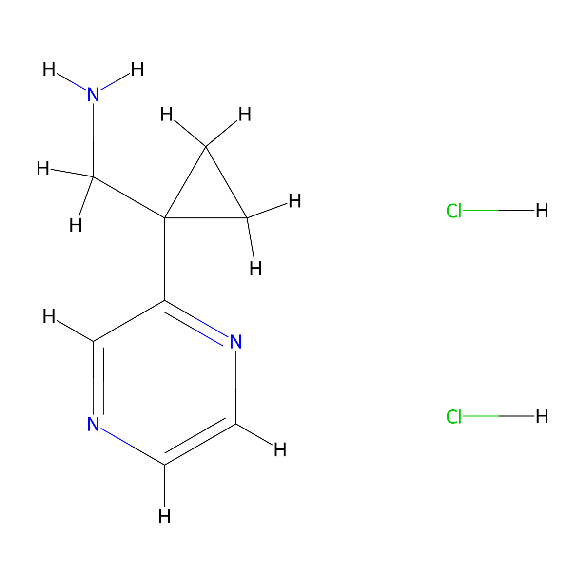 1-[1-(Pyrazin-2-yl)cyclopropyl]methanamine dihydrochloride molecular structure, CAS 2406235-15-0
