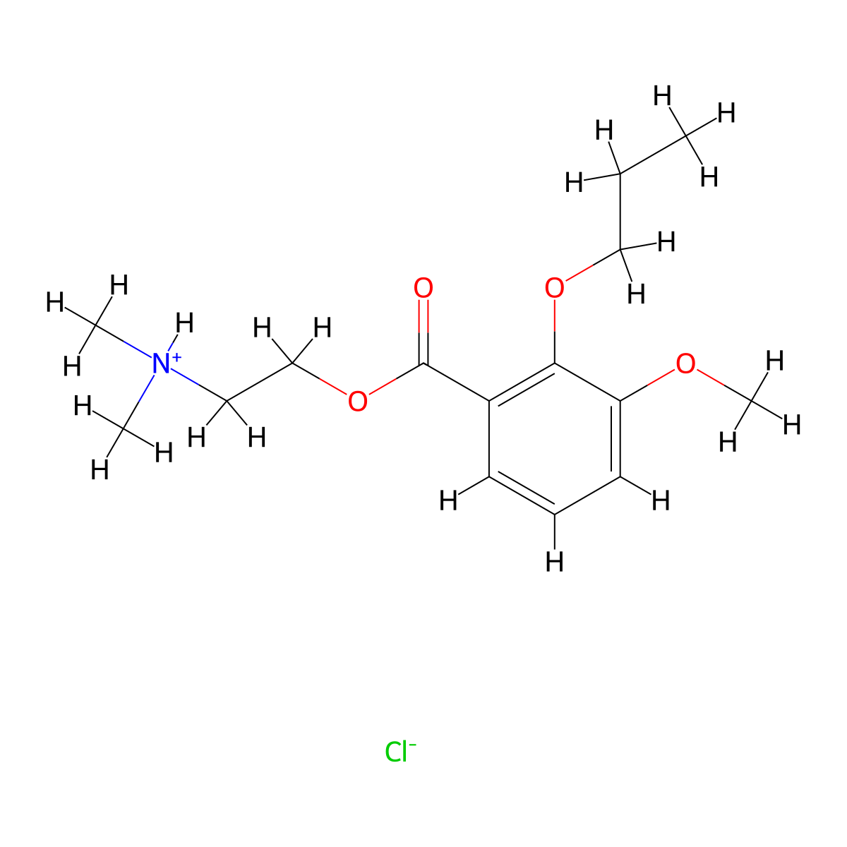 Benzoic acid, 3-methoxy-2-propoxy-, 2-(dimethylamino)ethyl ester, hydrochloride molecular structure, CAS 24063-41-0