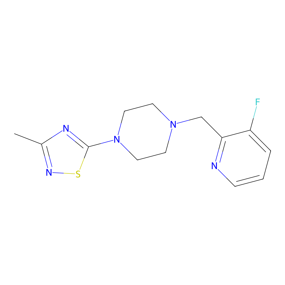 1-[(3-Fluoropyridin-2-yl)methyl]-4-(3-methyl-1,2,4-thiadiazol-5-yl)piperazine molecular structure, CAS 2406477-16-3