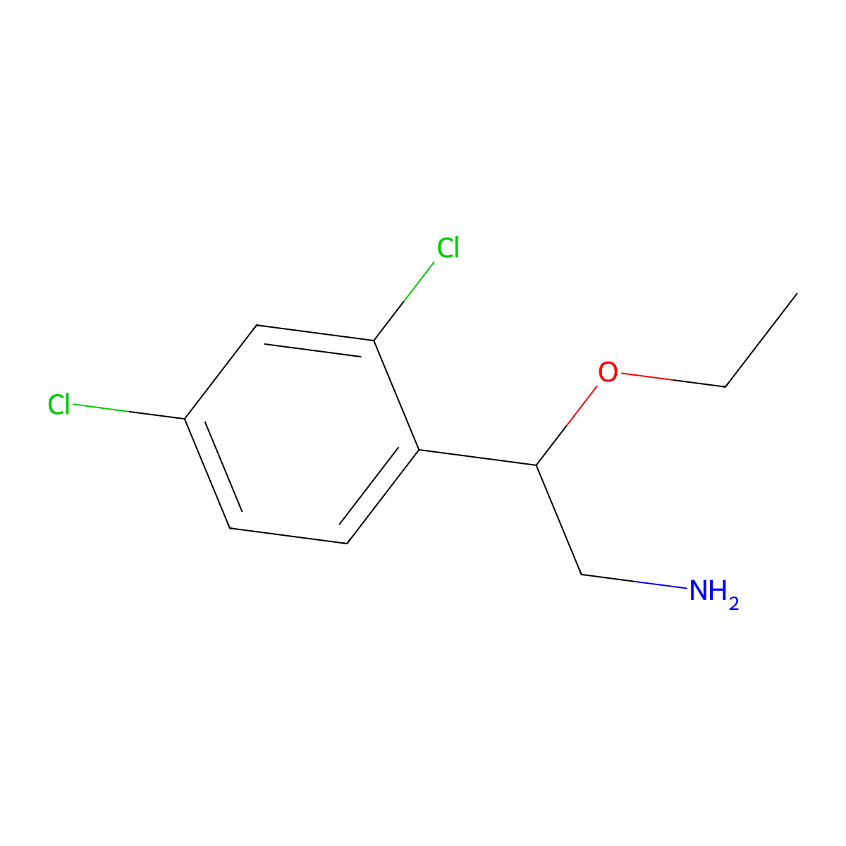 Benzeneethanamine, 2,4-dichloro-beta-ethoxy- molecular structure, CAS 24065-47-2