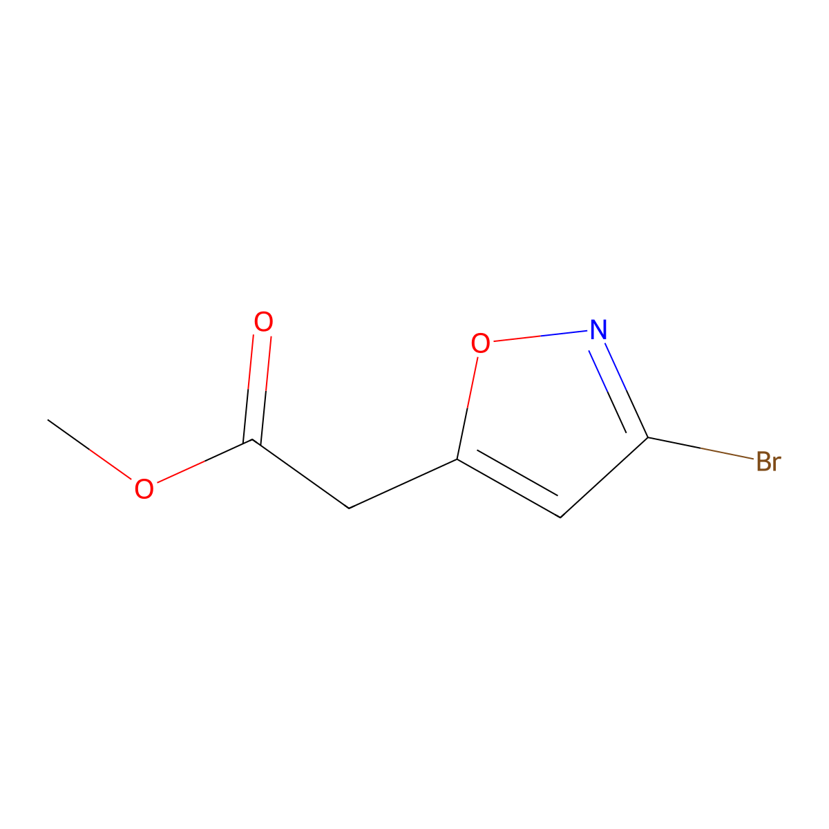 Methyl 2-(3-bromo-1,2-oxazol-5-yl)acetate molecular structure, CAS 24068-60-8