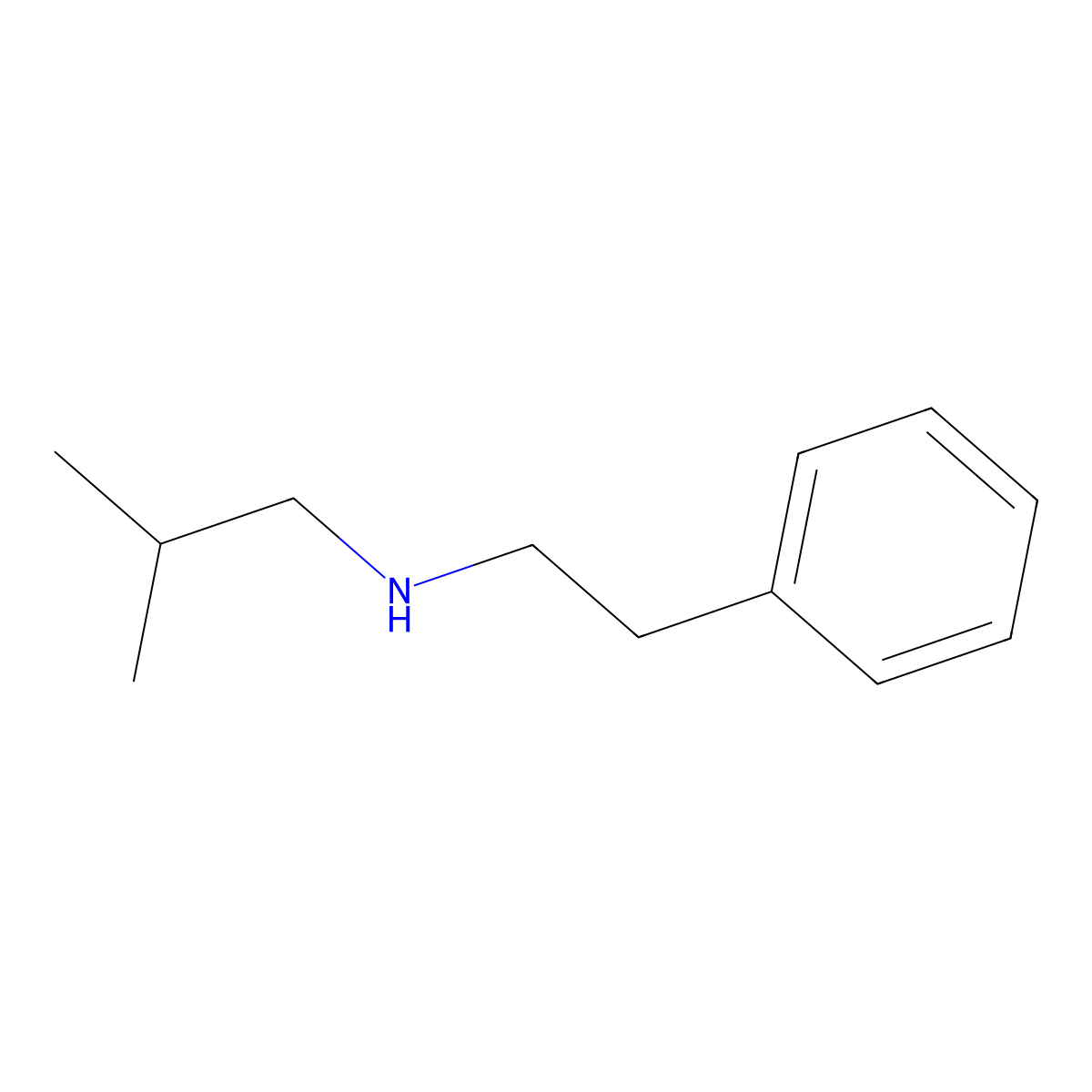 (2-Methylpropyl)(2-phenylethyl)amine molecular structure, CAS 24070-12-0