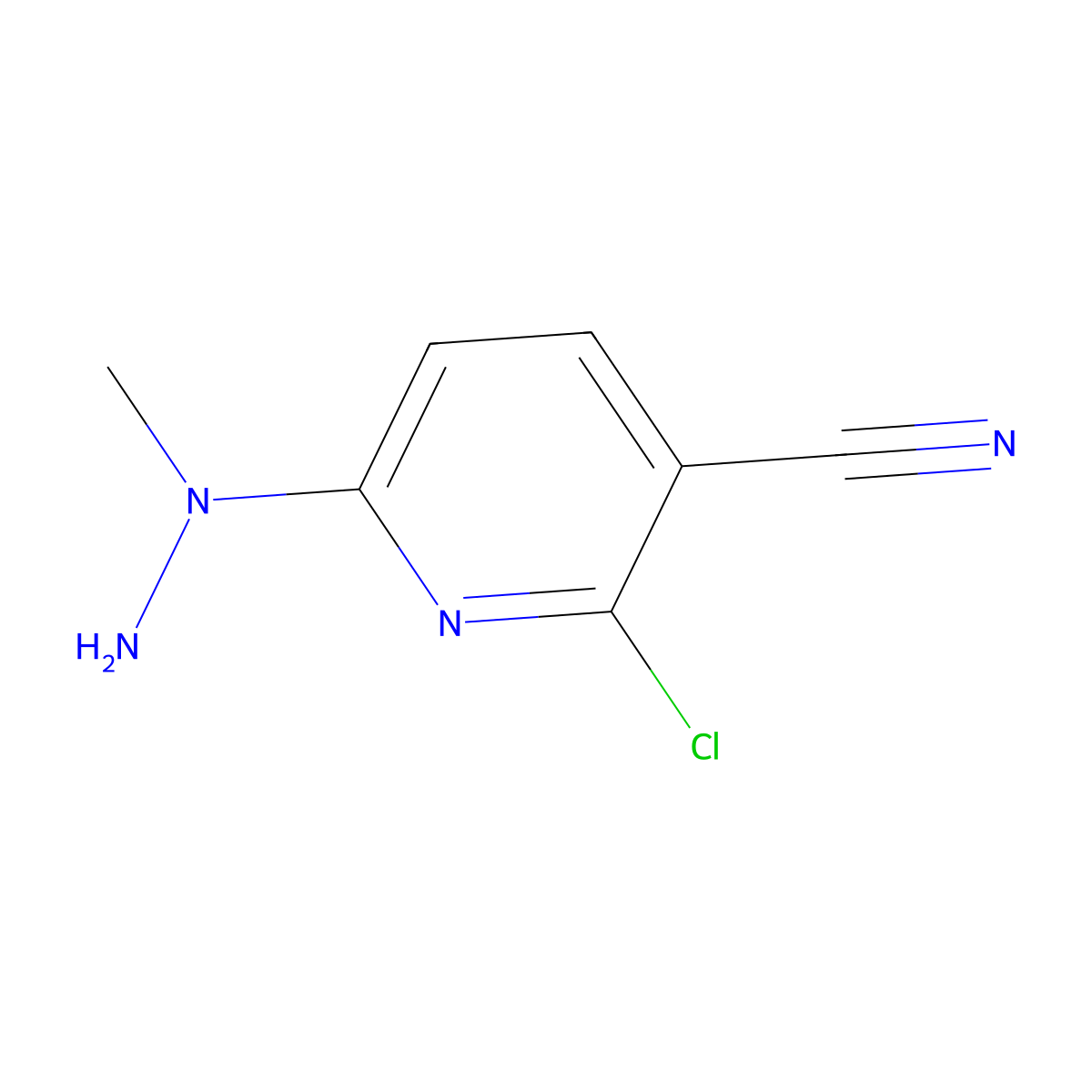 2-Chloro-6-(1-methylhydrazin-1-yl)pyridine-3-carbonitrile molecular structure, CAS 2407068-19-1