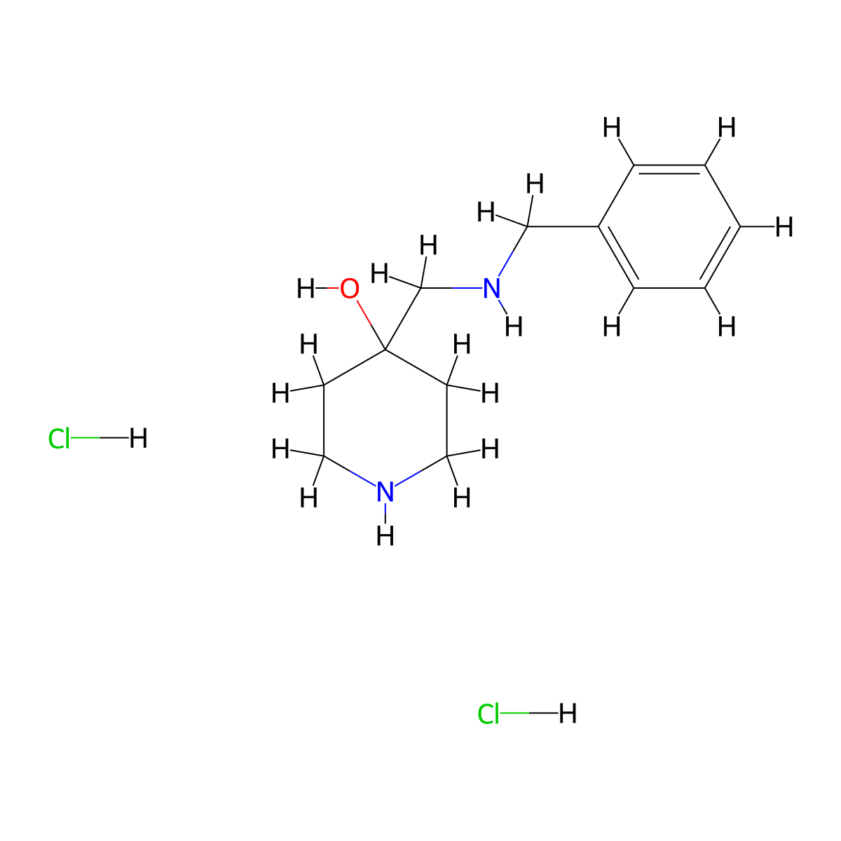 4-[(Benzylamino)methyl]piperidin-4-ol dihydrochloride molecular structure, CAS 2407068-23-7