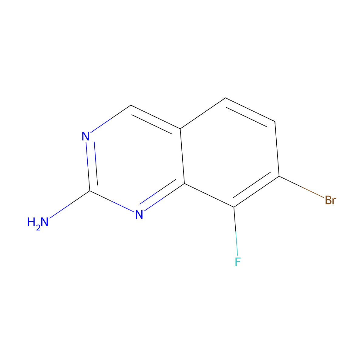 7-Bromo-8-fluoroquinazolin-2-amine molecular structure, CAS 2407068-26-0