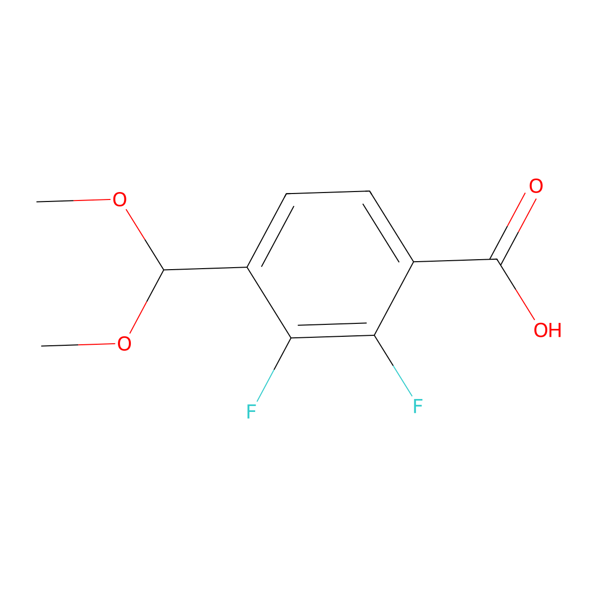 4-(Dimethoxymethyl)-2,3-difluorobenzoic acid molecular structure, CAS 2407068-27-1