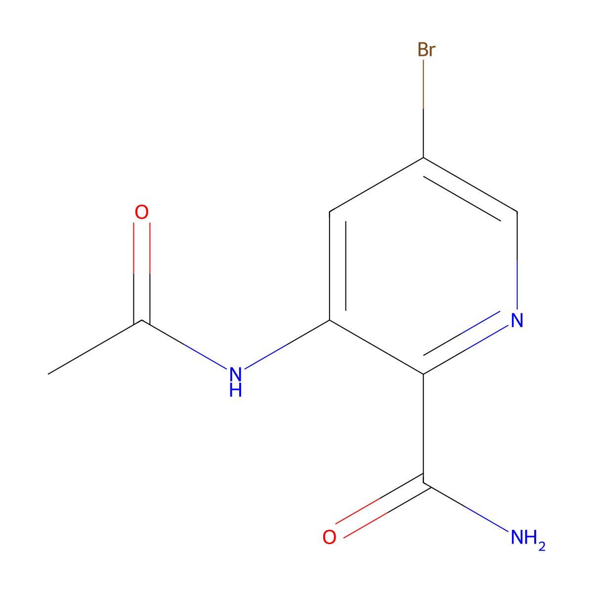 5-Bromo-3-acetamidopyridine-2-carboxamide molecular structure, CAS 2407068-34-0