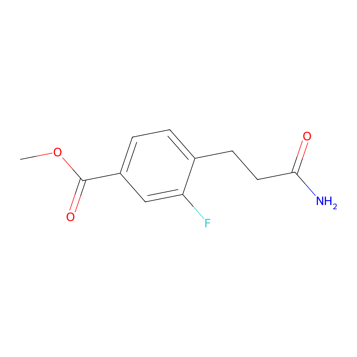 Methyl 4-(2-carbamoylethyl)-3-fluorobenzoate molecular structure, CAS 2407068-37-3