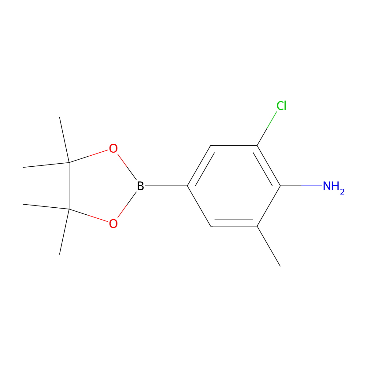 2-Chloro-6-methyl-4-(4,4,5,5-tetramethyl-1,3,2-dioxaborolan-2-yl)aniline molecular structure, CAS 2407075-88-9