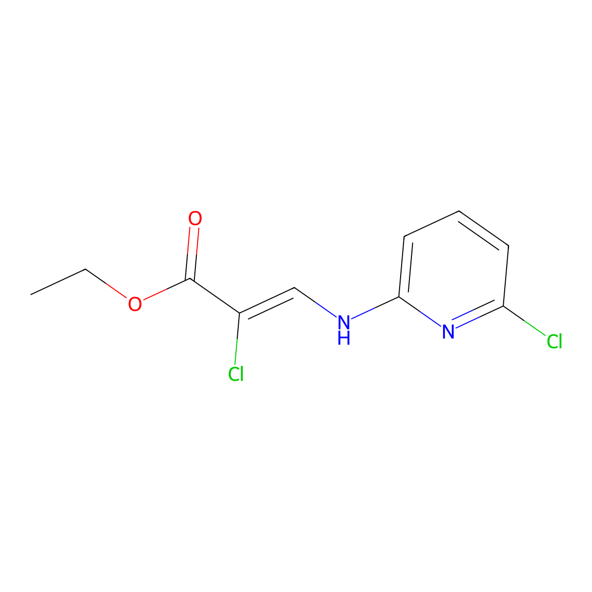 Ethyl (2Z)-2-chloro-3-[(6-chloropyridin-2-yl)amino]prop-2-enoate molecular structure, CAS 2407079-73-4